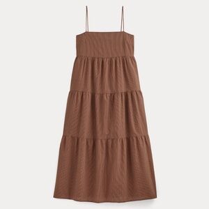 NWOT Everlane Women's Gauze Tiered Dress in Carob Brown/Black, Size Medium